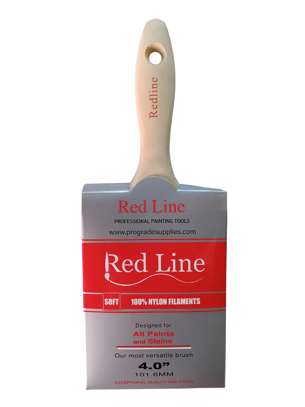 RedLine 4" Professional Flat Wall Paint Brush - 100% Nylon, Beaver Tail Handle