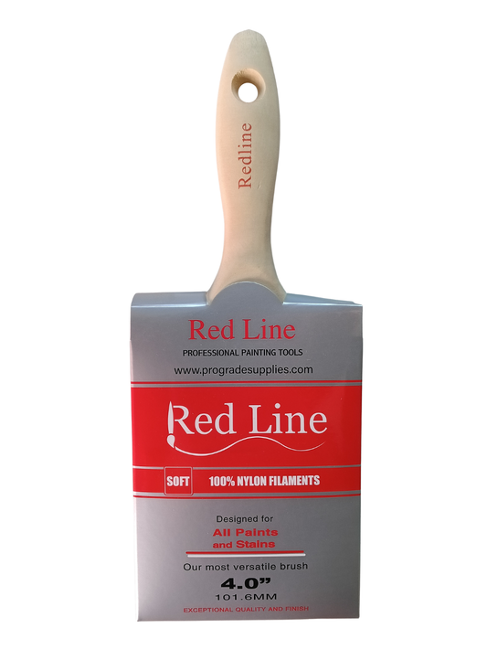 RedLine 4" Professional Flat Wall Paint Brush - 100% Nylon, Beaver Tail Handle