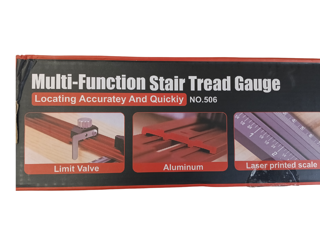 Precision Stair Tread Template Tool - Adjustable Layout Jig for Stairs, Risers, and Shelves