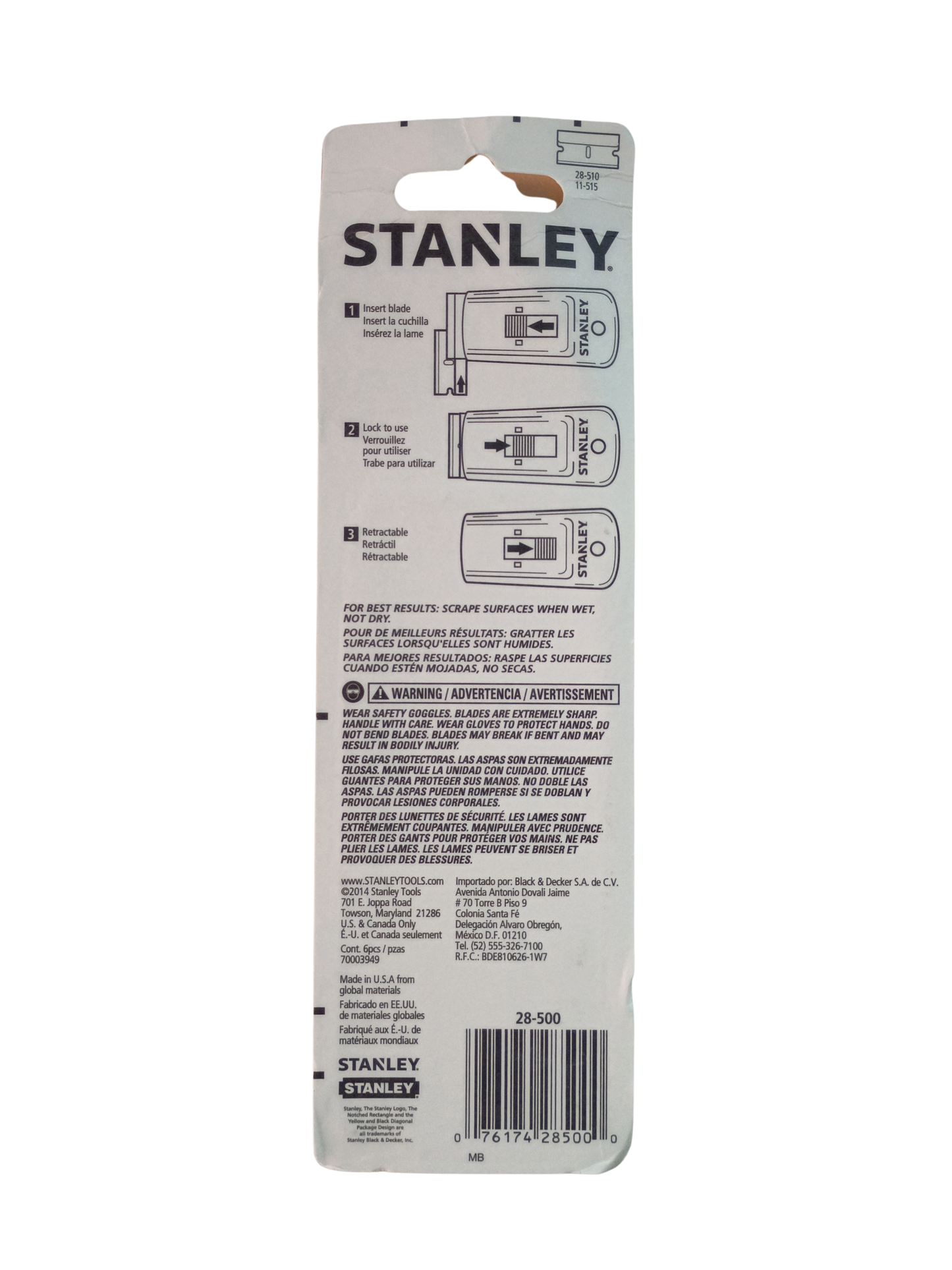 Stanley 28-500 1-1/2" Razor Blade Scraper with 8" Steel Handle