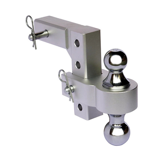 Traveller Adjustable Aluminum Ball Mount — 2" Receiver, Dual 2"/2-5/16" Balls, 6" Rise/Drop, 6,000 lb Capacity