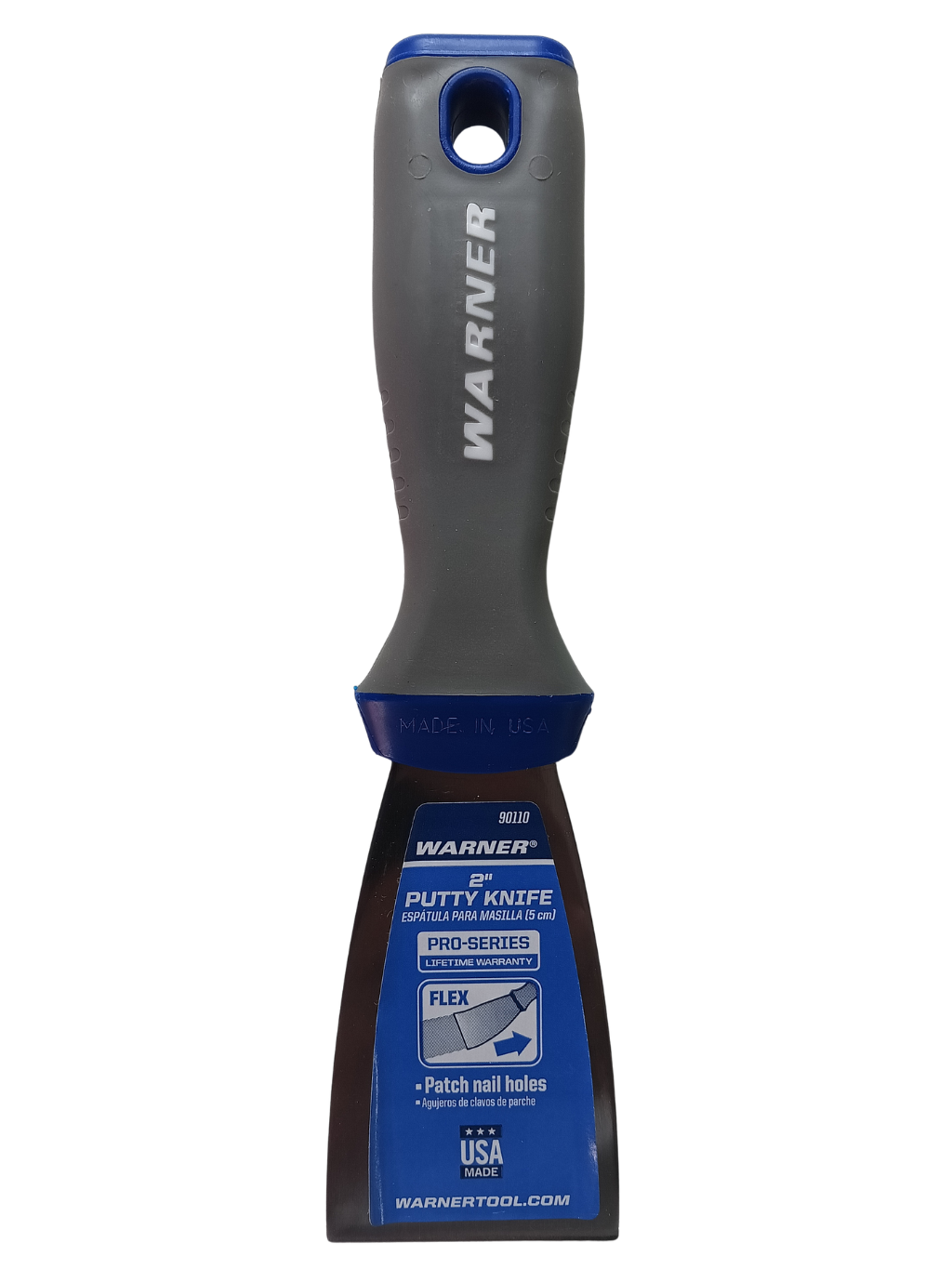 Warner ProGrip 2" Flexible Putty Knife - Carbon Steel, Made in USA (90110)