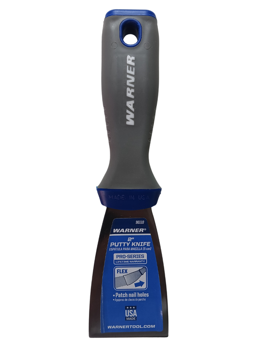 Warner ProGrip 2" Flexible Putty Knife - Carbon Steel, Made in USA (90110)