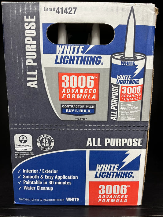 White Lightning — FULL BOX (12) 10 oz White (3006) Original Formula Caulk