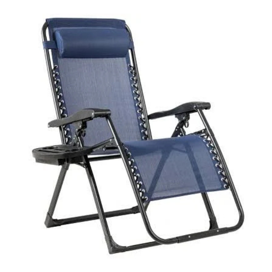 Zero-Gravity Outdoor Lounge Chair - Breathable Textilene Recliner with Side Tray