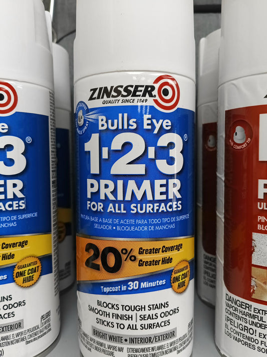 Zinsser Bulls Eye 1-2-3 Plus — 13 oz Spray Primer (White)